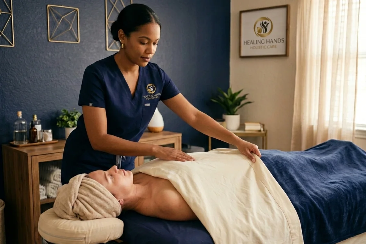 Clean sheet prepared for professional massage draping