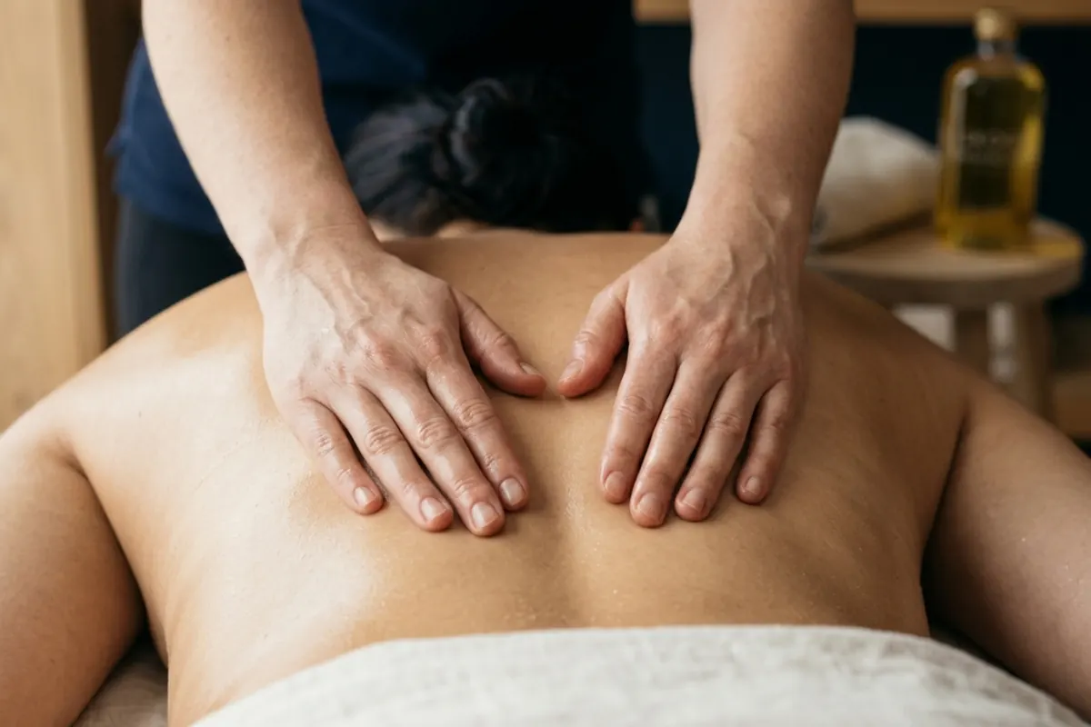 Flowing hand movement used during a Swedish massage session
